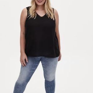 Torrid Size 2 Black Tank Raw Chiffon Trim